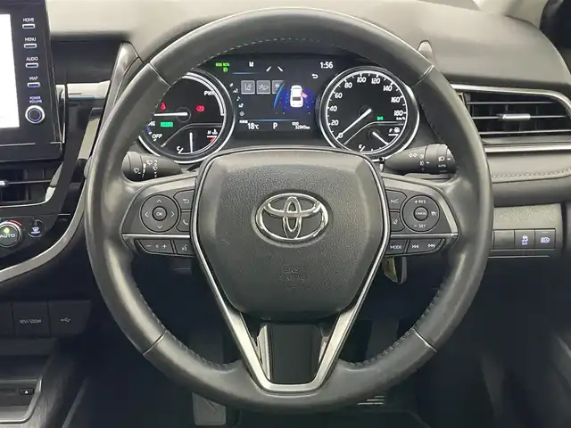 トヨタ カムリ G レザーパッケージ 愛知県 2022(令4)年 3.3万km アティチュードブラックマイカ 純正９型ＤＡナビ　黒革　シートヒーター　禁煙車　ＤＶＤデッキ　ＢＳＭ　ＨＵＤ　バックカメラ　追従クルコン　前後ドラレコ　ＥＴＣ　セーフティセンス　衝突軽減　パワーシート　ＬＥＤライト　コーナーセンサー