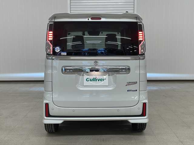 スズキ スペーシア カスタム HYBRID XS 熊本県 2022(令4)年 2.4万km ピュアホワイトP 社外メモリナビ（ＣＤ/ＤＶＤ/ＢＴ/ラジオ）/全方位カメラ/ＥＴＣ/前方ドライブレコーダー/両側パワースライドドア/後方コーナーセンサー/リアサーキュレーター/サンシェード/Ｄ席シートヒーター/ハーフレザーシート/衝突軽減システム/横滑り防止装置/レーンキープアシスト/プッシュスタート/スマートキー/純正15インチＡＷ/社外フロアマット/オートライト/フォグランプ
