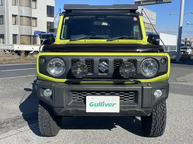 スズキ ジムニー XC 千葉県 2018(平30)年 6万km キネティックイエロー/ブラック スズキセーフティサポート/〇ブレーキサポート/〇誤発信抑制機能/〇車線逸脱防止機能/クルーズコントロール/社外8インチナビ（ケンウッド）/・AM/FM/BTオーディオ/フルセグTV/YOKOHAMA　GEOLANDAR X-AT16インチタイヤ/社外マフラー/IPFオフロードランプ/ルーフキャリア/リアラダー/アルミペダル/ヒルホールドコントロール/ヒルディセントコントロール/ヒーテッドミラー/ヘッドランプウォッシャー/オートライト/ETC/LEDヘッドライト/社外16インチAW/保証書/取扱説明書