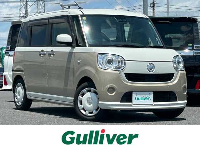ダイハツ ムーヴ キャンバス G SA Ⅲ 千葉県 2018(平30)年 8.5万km パールホワイトⅢ/ナチュラルベージュマイカメタリック 2トーン 純正ナビ/フルセグTV/Bluetooth/DVD/CD/バックカメラ/両側パワースライドドア/ETC/オートライト/プッシュスタートボタン/衝突被害軽減アシスト/盗難防止装置/純正フロアマット/スマートキー/取扱説明書