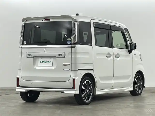 スズキ スペーシア カスタム HYBRID XS 福島県 2020(令2)年 2万km ピュアホワイトP スズキセーフティサポート/・衝突被害軽減ブレーキ/・後退時ブレーキサポート/・前後誤発進抑制/・レーダークルーズコントロール/・標識認識/社外7インチナビ/・フルセグTV/BT/SD/CD/DVD/AM/FM/・ETC/・前後ドライブレコーダー/両側パワースライドドア/革張ステアリング/・ステアリングリモコン/ハーフレザーシート/・ベンチシート/・D席シートヒーター/プッシュスタート/・スマートキー/・スペアキー1本/電動格納ミラー/・ウィンカーミラー/・オートミラー/純正フロアマット/ドアバイザー/純正15インチAW