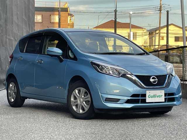 日産 ノート e－パワー X 千葉県 2017(平29)年 7.6万km ソニックブルー エマージェンシーブレーキ/社外SDナビゲーション/（CD/DVD/SD/BT/ワンセグTV）/アランドビューモニター/デジタルインナーミラー/ETC/クリアランスソナー/ハロゲンライト/電格ミラー/ドアバイザー/純正フロアマット