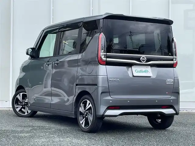 日産 ルークス HWS Gターボ プロパイロットED 福岡県 2022(令4)年 2.7万km チタニウムグレーメタリック 純正9インチディスプレイオーディオ/　（Apple CarPlay/Bluetooth/HDMI）/プロパイロット/両側パワースライドドア/ハンズフリースライドドア/アラウンドビューモニター/前後ドライブレコーダー/純正15インチアルミホイール/横滑り防止装置/レーンキープアシスト/電動パーキングブレーキ/オートホールド/電格ミラー/プッシュスタート/ステアリングスイッチ/純正フロアマット