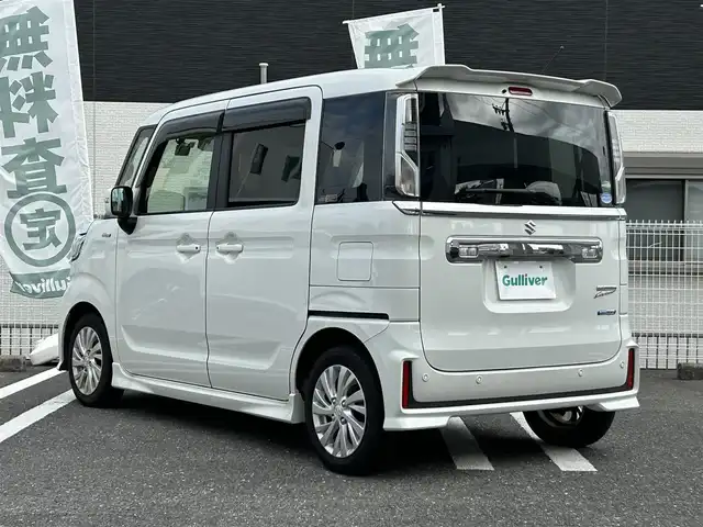 スズキ スペーシア カスタム HYBRID GS 三重県 2020(令2)年 5.7万km ピュアホワイトP 登録時56/200km/社外ナビ（ＦＭ／ＡＭ／ＣＤ／Ｂｌｕｅｔｏｏｔｈ／ワンセグＴＶ）/バックカメラ/ドライブレコーダー/ＥＴＣ/シートヒーター/レーダークルーズコントロール/片側Ｐスライドドア/禁煙車/パーキングアシスト/レーンキープアシスト/プリクラッシュ/横滑り防止装置/盗難防止装置/ハンズフリー/プッシュスタート/ベンチシート/フォグランプ(LED)/AUTOライト(LED)/電格ミラー