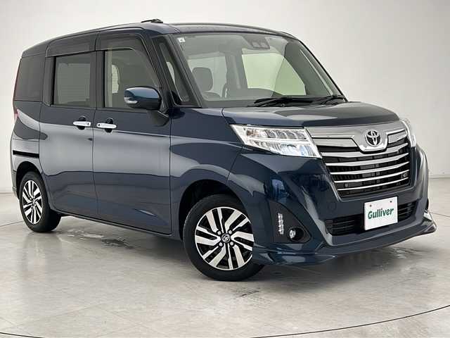 トヨタ ルーミー カスタムG 千葉県 2019(平31)年 3.3万km レーザーブルークリスタルシャイン 衝突軽減ブレーキ/コーナーセンサー（前後）/クルーズコントロール/アイドリングストップ/LEDヘッドライト/フォグランプ/オートライト/オートハイビーム/社外メモリーナビ（NXV987D）/（フルセグ/Bluetooth/Apple Car Play/Android Auto/CD/DVD/AM/FM)/バックカメラ/プッシュスタート/ステアリングスイッチ/革巻きステアリング/サイドバイザー/ウィンカーミラー/ETC/両側パワースライドドア/シートヒーター（D/N席）/スマートキー/ISO　FIX