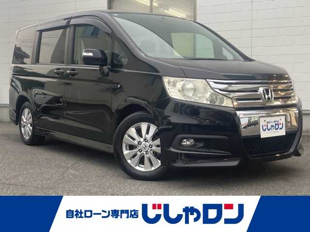 ホンダ ステップワゴン スパーダ S 三重県 2012(平24)年 9.9万km プレミアムブラキッシュパール (株)IDOMが運営する【じしゃロン四日市店】の自社ローン専用車両になります。こちらは現金またはオートローンご利用時の価格です。自社ローンご希望の方は別途その旨お申付け下さい/ギャザーズ製純正ナビ＜VXM-128VS＞/(ワンセグTV/CD/DVD/USB)/LEDヘッドライト/オートライト/片側パワースライドドア/パドルシフト/純正フロアマット/純正16インチアルミホイール/オートエアコン/リモコンキー