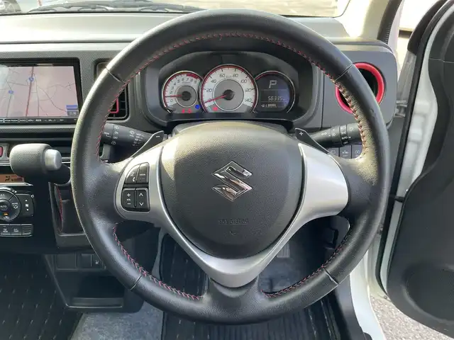 スズキ アルト ターボRS 千葉県 2015(平27)年 5.7万km パールホワイト レーダーブレーキサポート/5AGS/社外SDナビ【CN-R301Z】/・CD/DVD/MSV/Bluetooth/フルセグ/バックカメラ/スマートキー/運転席シートヒーター/パドルシフト/純正LEDヘッドライト/フォグランプ/純正15インチアルミホイール/ビルトインETC/本革巻きステアリング/ドアバイザー