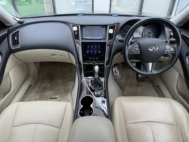 日産 スカイライン ハイブリッド 350GT FOUR TypeSP 道南・函館 2014(平26)年 8.8万km ブラックパール ・純正ＨＤＤナビ（ＣＤ、ＤＶＤ，ＴＶ）/・フルセグＴＶ/・全方位カメラ/・衝突軽減ブレーキ/・クルーズコントロール/・前後コーナーセンサー/・前席パワーシート/・前席シートヒーター/・純正エンジンスターター/・スペアキー/・プッシュスタート/・冬タイヤ積込（純正ＡＷ）/・純正フロアマット
