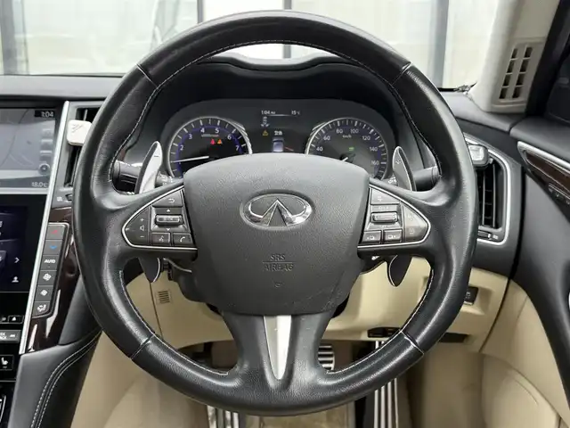 日産 スカイライン ハイブリッド 350GT FOUR TypeSP 道南・函館 2014(平26)年 8.8万km ブラックパール ・純正ＨＤＤナビ（ＣＤ、ＤＶＤ，ＴＶ）/・フルセグＴＶ/・全方位カメラ/・衝突軽減ブレーキ/・クルーズコントロール/・前後コーナーセンサー/・前席パワーシート/・前席シートヒーター/・純正エンジンスターター/・スペアキー/・プッシュスタート/・冬タイヤ積込（純正ＡＷ）/・純正フロアマット