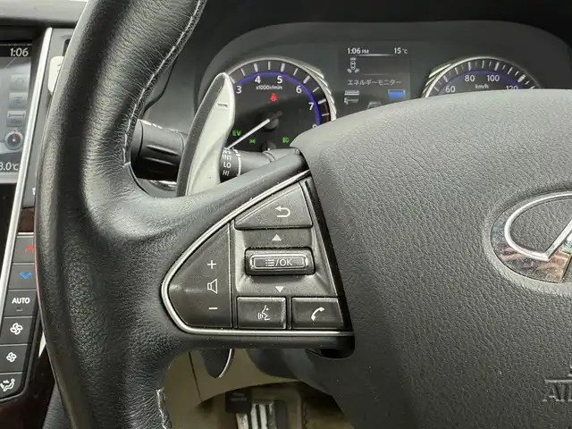 日産 スカイライン ハイブリッド 350GT FOUR TypeSP 道南・函館 2014(平26)年 8.8万km ブラックパール ・純正ＨＤＤナビ（ＣＤ、ＤＶＤ，ＴＶ）/・フルセグＴＶ/・全方位カメラ/・衝突軽減ブレーキ/・クルーズコントロール/・前後コーナーセンサー/・前席パワーシート/・前席シートヒーター/・純正エンジンスターター/・スペアキー/・プッシュスタート/・冬タイヤ積込（純正ＡＷ）/・純正フロアマット