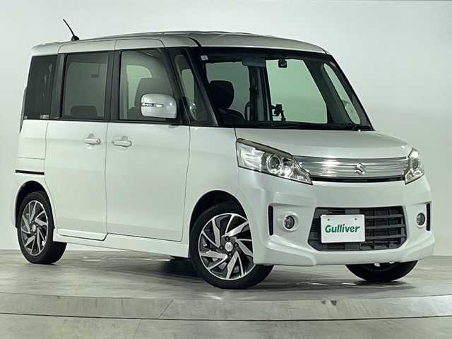 スズキ スペーシア カスタム TS 広島県 2015(平27)年 10.7万km パールホワイト 禁煙車/インタークーラーターボ/社外ナビ（CN-HW850D）/・フルセグ/CD/DVD/HDD/SD/バックカメラ/アルパインフリップダウンモニター（TMX-R3000）/ユピテルドライブレコーダー（TW8500）/ETC/HIDヘッドライト/フォグランプ/スマートキー/プッシュスタート/スペアキー/アルミ付きスタッドレスタイヤ車載/純正15インチアルミホイール/Wエアバック