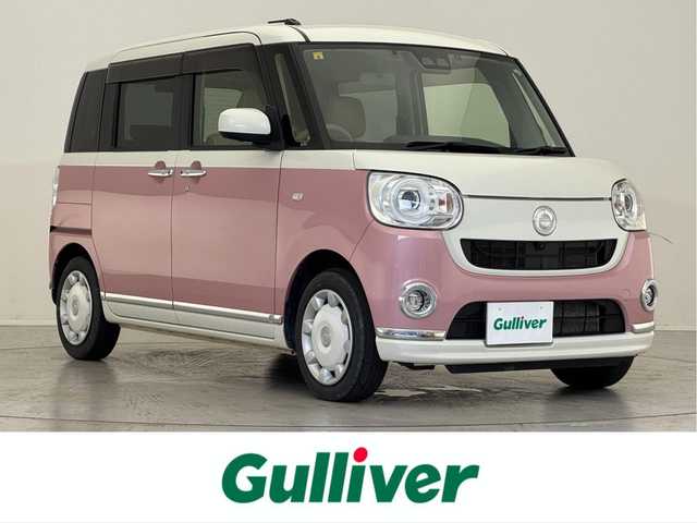 ダイハツ ムーヴ キャンバス G メイクアップ リミテッド　SAⅢ 滋賀県 2020(令2)年 4.7万km パールホワイトⅢ/ブルーミングピンクメタリック 禁煙車/純正9インチナビ/CD.DVD.Bluetooth.フルセグ/全方位カメラ/衝突軽減ブレーキ/両側パワースライドドア/ステアリングスイッチ/アイドリングストップ/ETC/LEDヘッドライト/オートライト/オートハイビーム/フォグランプ/前方ドライブレコーダー/スマートキー