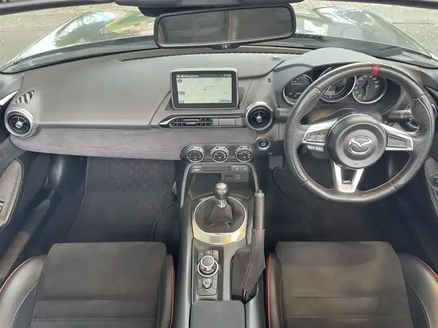 マツダ ロードスター ＲＦ RS 静岡県 2017(平29)年 2.6万km マシーングレープレミアムM 車線逸脱警告　/ＢＳＭ　/マツダコネクトナビ　/地デジ　/Ｂカメラ　/レカロ半革シート　/シートヒーター　　/革巻きステアリング　/ステアリングスイッチ/ＨＫＳマフラー　/車高調　/純正１７インチＡＷ/ETC/スマートキー /スペアキー /保証書/取説