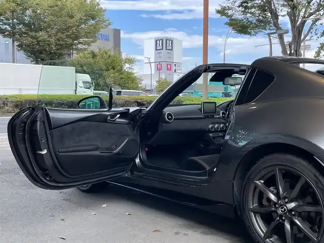マツダ ロードスター ＲＦ RS 静岡県 2017(平29)年 2.6万km マシーングレープレミアムM 車線逸脱警告　/ＢＳＭ　/マツダコネクトナビ　/地デジ　/Ｂカメラ　/レカロ半革シート　/シートヒーター　　/革巻きステアリング　/ステアリングスイッチ/ＨＫＳマフラー　/車高調　/純正１７インチＡＷ/ETC/スマートキー /スペアキー /保証書/取説