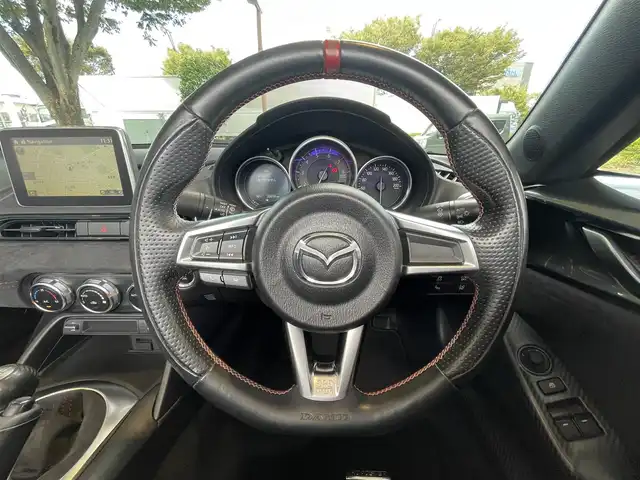 マツダ ロードスター ＲＦ RS 静岡県 2017(平29)年 2.6万km マシーングレープレミアムM 車線逸脱警告　/ＢＳＭ　/マツダコネクトナビ　/地デジ　/Ｂカメラ　/レカロ半革シート　/シートヒーター　　/革巻きステアリング　/ステアリングスイッチ/ＨＫＳマフラー　/車高調　/純正１７インチＡＷ/ETC/スマートキー /スペアキー /保証書/取説