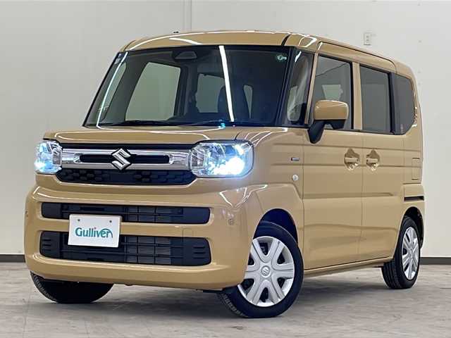 スズキ スペーシア HYBRID X 道央・札幌 2024(令6)年 0.3万km 黄 /4WD//両側パワースライドドア//デュアルセンサーブレーキサポートII//シートヒーター（運転席、助手席）//LEDヘッドライト//オットマン付きリアシート//スマートキー//プッシュスタート//スペアキー1本