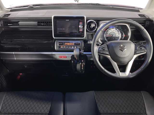 スズキ スペーシア カスタム HYBRID XS ターボ 沖縄県 2018(平30)年 3.5万km フェニックスレッドパール/ブルーイッシュブラックパール 禁煙車　/ワンオーナー/県外仕入れ　/社外ナビ[AVIC-RW901ZS]/（フルセグＴＶ　ＣＤ　ＤＶＤ　Ｂｌｕｅｔｏｏｔｈ）　/バックカメラ　/両側パワースライドドア　/ビルトインＥＴＣ　/衝突被害軽減ブレーキ　/コーナーセンサー　/クルーズコントロール/横滑り防止装置/LEDヘッドライト/フォグランプ/ハーフレザーシート/D席シートヒーター/純正アルミホイール