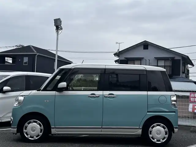 ダイハツ ムーヴ キャンバス G メイクアップ リミテッド　SAⅢ 静岡県 2020(令2)年 5.3万km パールホワイトⅢ/ファインミントメタリック 2トーン ワンオーナー/純正ナビ（BT/フルセグTV/CD/DVD）/ドラレコ/両側パワースライドドア/サイド/全周囲/バックカメラ/純正フロアマット/保証書/取説