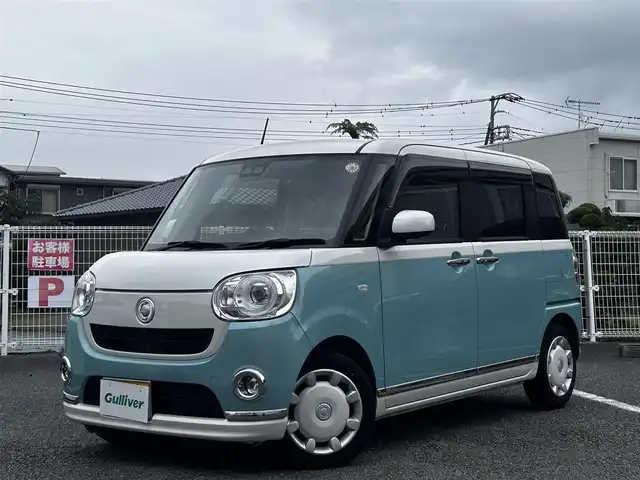 ダイハツ ムーヴ キャンバス G メイクアップ リミテッド　SAⅢ 静岡県 2020(令2)年 5.3万km パールホワイトⅢ/ファインミントメタリック 2トーン ワンオーナー/純正ナビ（BT/フルセグTV/CD/DVD）/ドラレコ/両側パワースライドドア/サイド/全周囲/バックカメラ/純正フロアマット/保証書/取説