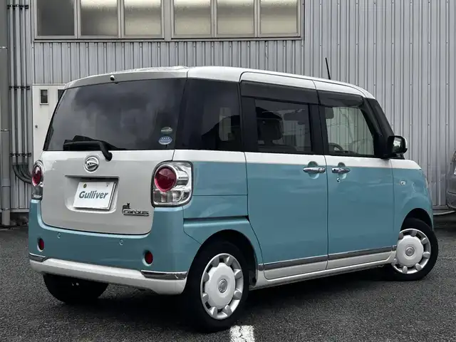 ダイハツ ムーヴ キャンバス G メイクアップ リミテッド　SAⅢ 静岡県 2020(令2)年 5.3万km パールホワイトⅢ/ファインミントメタリック 2トーン ワンオーナー/純正ナビ（BT/フルセグTV/CD/DVD）/ドラレコ/両側パワースライドドア/サイド/全周囲/バックカメラ/純正フロアマット/保証書/取説