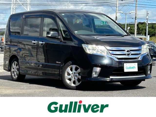 日産 セレナ ハイウェイスター S HV Vセレ 千葉県 2013(平25)年 4.6万km スーパーブラック 純正ナビ/フルセグTV/ＣＤ/ＤＶＤ/Bluetooth/全方位カメラ/バックカメラ　/ＥＴＣ/両側パワースライドドア/衝突軽減システム　/盗難防止機能/ステアリングスイッチ/オートライト/スマートキー/スペアキー1本/ドアバイザー/純正アルミホイール/社外スタッドレス１５インチＡＷ車載　/純正フロアマット　/保証書　/取扱説明書　