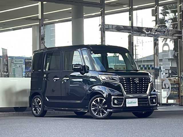 スズキ スペーシア カスタム HYBRID XS 福島県 2020(令2)年 4.2万km ブルーイッシュブラックパール3 純正８インチナビ　全方位モニター　セーフティーサポート　ハーフレザーシート　フルセグＴＶ　Ｒクルーズコントロール　前後ドライブレコーダー　シートヒーター　クリアランスソナー　純正ＡＷ　スマートキー