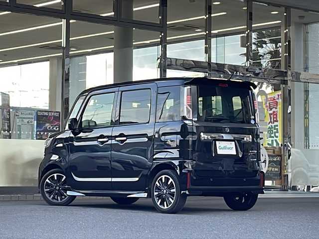 スズキ スペーシア カスタム HYBRID XS 福島県 2020(令2)年 4.2万km ブルーイッシュブラックパール3 純正８インチナビ　全方位モニター　セーフティーサポート　ハーフレザーシート　フルセグＴＶ　Ｒクルーズコントロール　前後ドライブレコーダー　シートヒーター　クリアランスソナー　純正ＡＷ　スマートキー