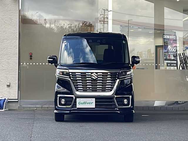 スズキ スペーシア カスタム HYBRID XS 福島県 2020(令2)年 4.2万km ブルーイッシュブラックパール3 純正８インチナビ　全方位モニター　セーフティーサポート　ハーフレザーシート　フルセグＴＶ　Ｒクルーズコントロール　前後ドライブレコーダー　シートヒーター　クリアランスソナー　純正ＡＷ　スマートキー