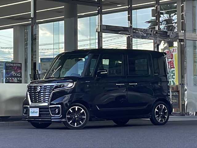 スズキ スペーシア カスタム HYBRID XS 福島県 2020(令2)年 4.2万km ブルーイッシュブラックパール3 純正８インチナビ　全方位モニター　セーフティーサポート　ハーフレザーシート　フルセグＴＶ　Ｒクルーズコントロール　前後ドライブレコーダー　シートヒーター　クリアランスソナー　純正ＡＷ　スマートキー