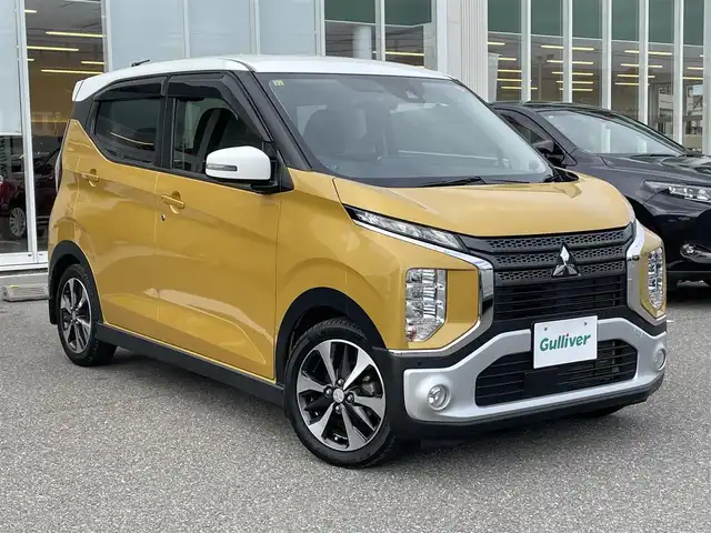 三菱 ｅＫクロス T 石川県 2020(令2)年 5.4万km 黄 純正9型ナビ/フルセグTV/アラウンドビューモニター/LEDヘッドライト/ETC/インテリキー/プッシュスタート/電動ミラー/デジタルミラー/レーンキープ/オートエアコン/保証書
