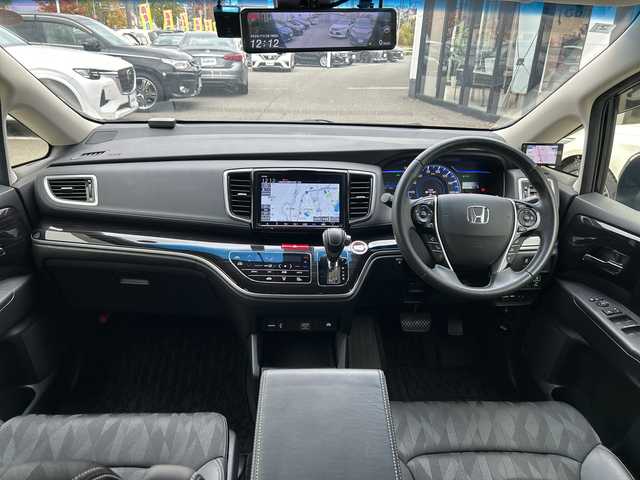 ホンダ オデッセイ ハイブリッド アブソルート・EXホンダセンジング 大阪府 2018(平30)年 6.8万km プレミアムヴィーナスブラックP 衝突軽減　両側パワースライドドア　Ｇａｔｈｅｒｓ９型ナビ　全方位カメラ　フルセグＴＶ　ＣＤ　ＤＶＤ　ＢＴ　ＨＤＭＩ　フリップダウンモニター　ハーフレザーシート　パワーシート　シートヒーター　ＢＳＭ 社外レーダー　AC100V　フォグランプ　後席サンシェード　2列目オットマン　電子パーキング　レーダークルーズコントロール　ETC2.0　スペアキー　純正フロアマット　純正アルミホイール　