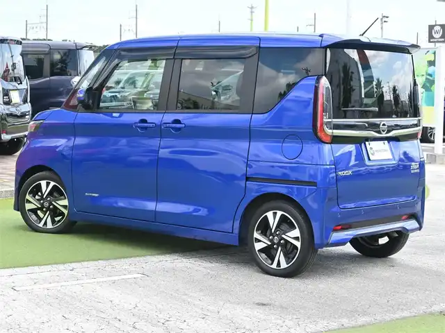 日産 ルークス HWS Gターボ プロパイロットED 千葉県 2020(令2)年 2.6万km アトランティックブルー エマージェンシーブレーキ/プロパイロット/インテリジェントクルーズコントロール/両側パワースライドドア/9インチ純正SDナビ/地デジTV/【DVD/CD再生機能　Bluetooth接続】/アラウンドビューモニター/ドライブレコーダー/革巻きステアリング/ETC/LEDヘッドライト/フォグライト/ウインカーミラー/コーナーセンサー/純正15インチアルミホイル/サイド/カーテンエアバッグ/インテリジェントキー