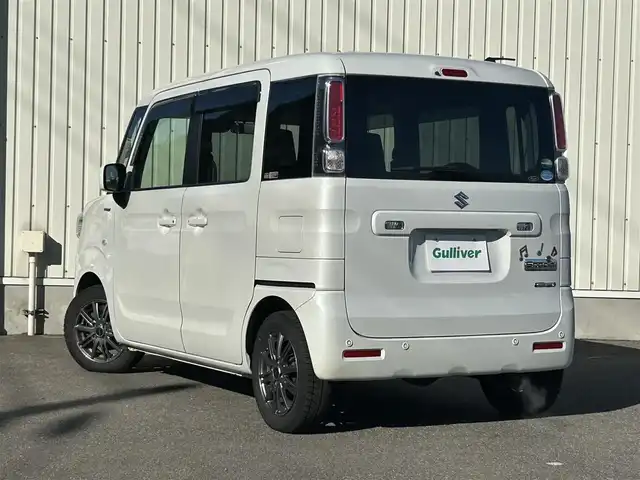 スズキ スペーシア HYBRID X 山形県 2020(令2)年 6.3万km ピュアホワイトP 4WD/デュアルセンサーブレーキサポート/カーオーディオ/　　【CD BT USB】/両側パワースライドドア/オートヘッドライト/シートヒーター/14インチアルミホイール/アイドリングストップ/コーナーセンサー/電動格納ミラー/AAC/スマートキー