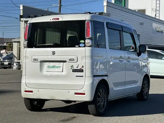 スズキ スペーシア HYBRID X 山形県 2020(令2)年 6.3万km ピュアホワイトP 4WD/デュアルセンサーブレーキサポート/カーオーディオ/　　【CD BT USB】/両側パワースライドドア/オートヘッドライト/シートヒーター/14インチアルミホイール/アイドリングストップ/コーナーセンサー/電動格納ミラー/AAC/スマートキー