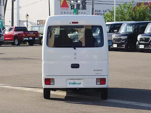 スズキ エブリイ PA 山形県 2024(令6)年 0.1万km スペリアホワイト パートタイム4WD/デュアルカメラブレーキサポート/カーラジオ/　　【AM/FM】/両側スライドドア/オートライト/撥水シート/コーナーセンサー/アイドリングストップ/純正フロアマット/オーバーヘッドシェルフ/スペアキー×1