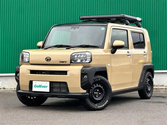 ダイハツ タフト G ターボ 宮城県 2021(令3)年 2.8万km サンドベージュメタリック スカイフィールトップ/ルーフレール/Terzoルーフキャリア/スマートアシスト/・衝突警報機能/・衝突回避支援ブレーキ/・ブレーキ制御機能付誤発進抑制機能/・車線逸脱抑制制御機能/・車線逸脱警報機能/・路側逸脱警報機能/・先行車発進お知らせ機能/・アダプティブドライビングビーム/・全車速追従機能付アダプティブクルーズコントロール/・ふらつき警報/・標識認識機能/・レーンキープコントロール/・コーナーセンサー/純正ナビ（NSZN-W71D）/・CD/DVD/・Bluetooth/・フルセグTV/バックカメラ/ビルトインETC/ドライブレコーダー/シートヒーター/シートカバー/革巻きステアリング/ステアリングスイッチ/電動パーキングブレーキ/ブレーキホールド/LEDヘッドランプ/フォグランプ/オートライト/スマートキー＆プッシュスタート/電動格納ミラー/フロアマット/W/サイド/カーテンエアバッグ/純正15インチAW車載（サマータイヤ）