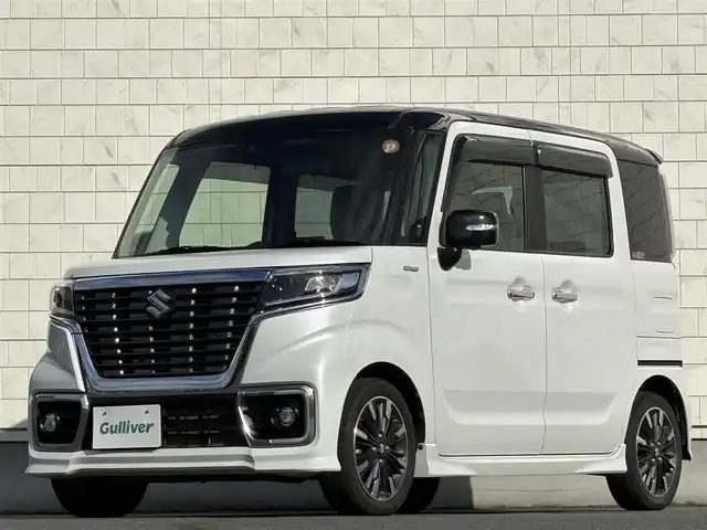 スズキ スペーシア カスタム HYBRID XS ターボ 岩手県 2020(令2)年 6.3万km ピュアホワイトパール/ブラック2トーン 4WD/ハーフレザーシート/全方位カメラ/両側パワースライドドア/ヘッドアップディスプレイ/純正8インチナビ/→フルセグTV/Bluetooth/CD/DVD/FM/AM/バックカメラ/サイドカメラ/ステアリングスイッチ/クルーズコントロール/衝突軽減システム/横滑り防止装置/レーンキープアシスト/オートライト/LEDヘッドライト/LEDフォグライト/〇プッシュスタート/〇電動格納ミラー/〇シンカーミラー/〇シガーソケット/〇USBポート/〇ドアバイザー/〇フロアマット/〇スマートキー/〇取扱説明書/スペアキー/ETC/2列目サンシェード/2列目テーブル