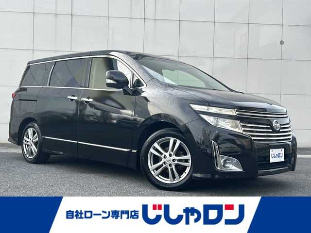 日産 エルグランド 250ハイウェイスター ブラックレザー 埼玉県 2013(平25)年 13.3万km ファントムブラック (株)IDOMが運営する【じしゃロン熊谷店】の自社ローン専用車両になりますこちらは現金またはオートローンご利用時の価格です。自社ローンご希望の方は別途その旨お申付け下さい/社外メモリーナビ　AVIC-RL712/ CD/DVD/DTV/Bluetooth/フリップダウンモニター　PCX-R3300/前席シートヒーター/前席パワーシート/両側パワースライドドア/バックカメラ/ビルトインETC/純正フロアマット/純正18インチAW/スマートキー