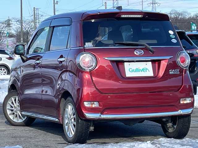 ダイハツ キャスト スタイル G ターボ SAⅡ 道央・札幌 2016(平28)年 7.8万km ファイアークォーツレッドM ４WD/ワンオーナー/純正SDナビ/AM/FM/BT/SD/SD/DVD/フルセグ/衝突被害軽減ブレーキ/横滑り防止装置/レーンキープアシスト/コーナーセンサー/バックカメラ/ビルトインETC/ドライブレコーダー/アイドリングストップ/D席シートヒーター/レザーシート/革巻きステアリング/ステアリングリモコン/プッシュスタート/スマートキー/LEDヘッドライト/オートライト/フォグランプ/電動格納ミラー/純正フロアマット/ドアバイザー/スペアキー/純正エンジンスターター