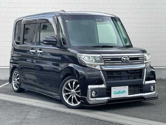 ダイハツ タント カスタムRSトップED VS SAⅢ 静岡県 2018(平30)年 3.9万km ブラックマイカメタリック ●純正ナビ/(フルセグ/CD/DVD/Bluetooth)/(NSZP-X69D)/●運転席シートヒーター/●全方位カメラ/●衝突被害軽減システム/●レーンキープアシスト/●後方コーナーセンサー/●フォグランプ/●オートライト/●オートマチックハイビーム/●革巻きステアリング/●ステアリングスイッチ/●ETC/●前方ドライブレコーダー/●両側パワースライドドア/●電動格納ウィンカーミラー/●スマートキー/●プッシュスタート/●ドアバイザー/●フルエアロ/●社外サスローダウン/●社外4本出マフラー(FUJITSUBO)/●純正フロアマット/●社外15インチアルミホイール/●ダブルSRS＋ABS