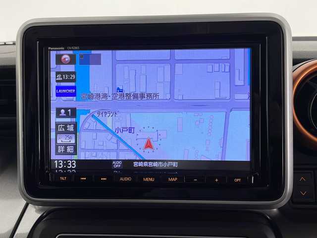 スズキ スペーシア ギア HYBRID XZ 宮崎県 2021(令3)年 4.4万km フェニックスレッドパール/ガンメタリック2トーンルーフ 禁煙車/衝突被害軽減ブレーキ/純正9型ナビTV/（Panasonic/CN-RZ865/CD/DVD/Bluetooth/フルセグTV)/純正LEDオートライト/純正LEDフォグ/純正14インチアルミ/純正フロアマット/両側電動スライドドア/全方位モニター/レーンディパーチャーアラート/クリアランスソナー/エネチャージ/アダプティブクルーズコントロール/オートマチックハイビーム/前席シートヒーター/オートエアコン/リアサーキュレーター/本革巻ハンドル/ETC/スマートキー/プッシュエンジンスタート/スペアキー/新車時保証書/取扱い説明書