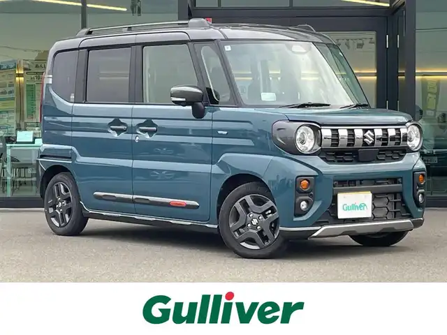 スズキ スペーシア ギア HYBRID XZターボ 東京都 2024(令6)年 1.5万km デニムブルー ガンメタリック 2トーン 純正9インチナビ/フルセグ/全方位モニター/両側パワースライドドア/シートヒーター/ステアリングヒーター/ヘッドアップディスプレイ/パドルシフト/アイドリングストップ/アダプティブクルーズコントロール/デュアルセンサーブレーキサポート/レーンキープアシスト/コーナーセンサー/スマートキー/LEDヘッドライト