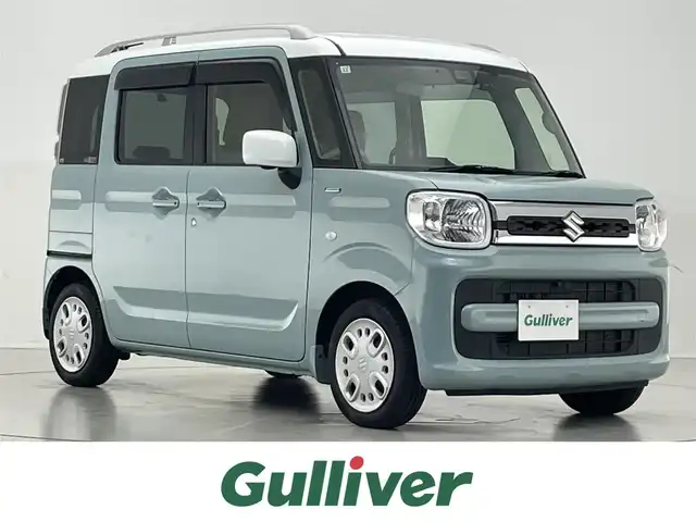スズキ スペーシア HYBRID X 2トーン 滋賀県 2019(令1)年 1.5万km オフブルーメタリック/ホワイト2トーン 禁煙車/純正8型ナビ/（CD/DVD/フルセグTV/BT/SD/FM/AM）/スズキセーフティサポート/・デュアルセンサーブレーキサポート（衝突被害軽減ブレーキ）/・車線逸脱警報機能/・標識認識機能/・アダプティブクルーズコントロール（ACC）/・オートハイビーム/・後退時ブレーキサポート/全方位カメラ/ビルトインETC/両側パワースライドドア/D席シートヒーター/プッシュスタート/スマートキー/純正ドアバイザー/純正フロアマット