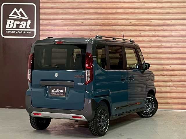 スズキ スペーシア ギア HYBRID XZターボ 福島県 2024(令6)年 0.1千km デニムブルー ガンメタリック 2トーン AIS検査済み/【2508027031】/両側パワスラ/前席シートヒーター/ステアリングヒーター/レーダークルーズ/パワーモード/アイドリングストップ/プッシュスタート/スマートキー/ウィンカーミラー/電格ミラー/LEDヘッドライト/ヘッドアップディスプレイ/リアサンシェード/クリアランスソナー/ルーフレール/14AW エクストリームJ　XJ04(社外）/マックストレックエクストリームR/T（社外）/タナベ　リフトアップキット（社外）/NOCT フェイスチェンジキット（社外）/フロントカメラ（社外）/モニター（社外）/社外パーツ取付有