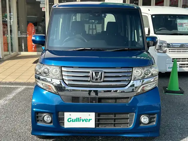 ホンダ Ｎ ＢＯＸ カスタム G Aパッケージ 千葉県 2014(平26)年 6.9万km プレミアムダイナミックブルーパール ナビ　両側パワースライドドア　ドラレコ　衝突軽減ブレーキ　バックカメラ　フルセグＴＶ　スマートキー　プッシュスタート　Ｗエアバック　カーテンエアバック　ＨＩＤ 横滑り防止 14インチアルミホイール