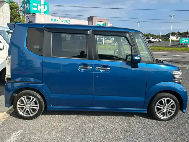ホンダ Ｎ ＢＯＸ カスタム G Aパッケージ 千葉県 2014(平26)年 6.9万km プレミアムダイナミックブルーパール ナビ　両側パワースライドドア　ドラレコ　衝突軽減ブレーキ　バックカメラ　フルセグＴＶ　スマートキー　プッシュスタート　Ｗエアバック　カーテンエアバック　ＨＩＤ 横滑り防止 14インチアルミホイール