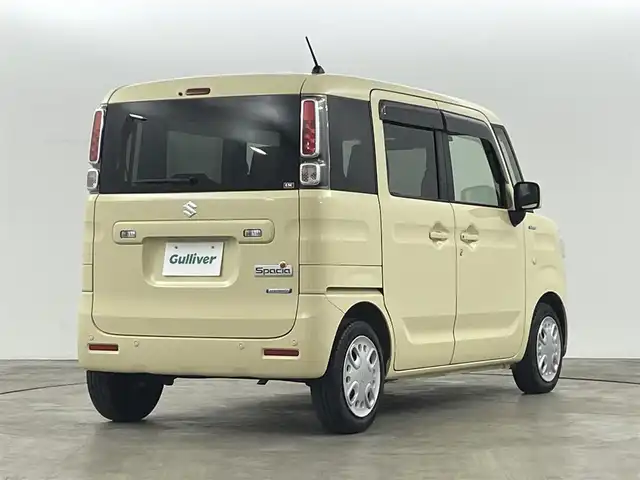 スズキ スペーシア HYBRID G 福島県 2023(令5)年 2.1万km ベージュ スズキセーフティサポート/・衝突被害軽減ブレーキ/・車線逸脱警報装置/・後退時ブレーキサポート/・パーキングセンサー/・オートマチックハイビーム/社外HDDナビ/・型番：MDV-D710W/・フルセグTV/BT/SD/DVD/CD/FM/AM/・ETC/両側スライドドア/ステアリングリモコン/プッシュスタート/・スマートキー/ハロゲンヘッドライト/・オートライト/・ヘッドライトレベライザー/純正フロアマット