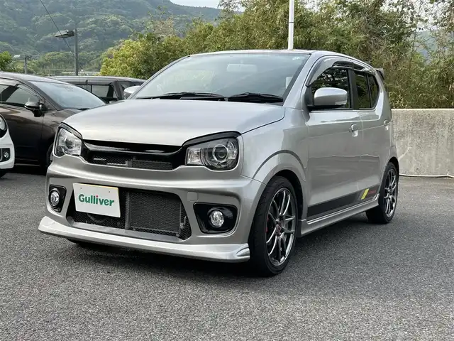 スズキ アルト ワークス 長崎県 2017(平29)年 4.2万km スチールシルバーM 社外SDナビ(Bluetooth/DISC/TV/FM/AM)/プッシュスタート/バックカメラ/スマートキー/オートライト/ビルトインETC/電動格納ミラー/保証書/取説/スペアキー/WORK16インチアルミホイール/FUJITSUBOマフラー(RIVID)/MONSTER SPORTエアロ(フロント/ウィンドウバイザー/GTウィング/サスペンション)/純正RECAROシート