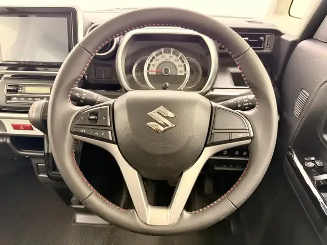 スズキ スペーシア カスタム HYBRID XS 兵庫県 2018(平30)年 8.2万km ブルーイッシュブラックパール3 ディーラーOPメモリナビ（SKX-S802）/（フルセグ/CD/DVD/SD/Bluetooth）/ビルトインETC/ハーフレザーシート/運転席シートヒーター/両側パワースライドドア/純正15インチアルミホイール/社外マット・バイザー/LEDヘッドライト/LEDフォグ/クリアナンスソナー/アイドリングストップ/PCM/LKA/サーキュレーター/スペアキー