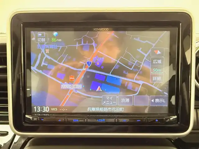 スズキ スペーシア カスタム HYBRID XS 兵庫県 2018(平30)年 8.2万km ブルーイッシュブラックパール3 ディーラーOPメモリナビ（SKX-S802）/（フルセグ/CD/DVD/SD/Bluetooth）/ビルトインETC/ハーフレザーシート/運転席シートヒーター/両側パワースライドドア/純正15インチアルミホイール/社外マット・バイザー/LEDヘッドライト/LEDフォグ/クリアナンスソナー/アイドリングストップ/PCM/LKA/サーキュレーター/スペアキー